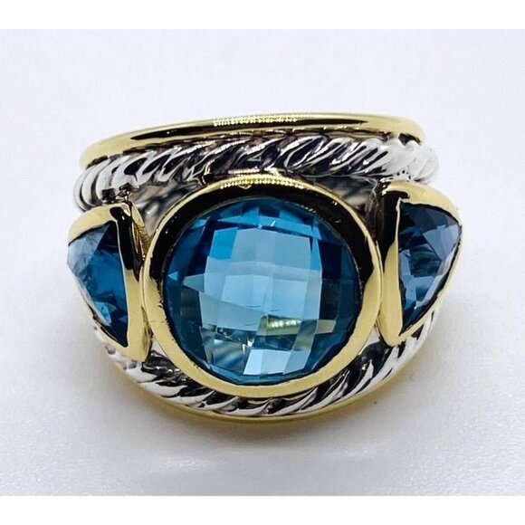 David Yurman Renaissance Blue Stone Sterling Silver 925 18k Size 5.75 (READ) - Picture 1 of 12